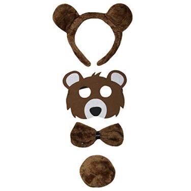 Imagem de Máscara de urso Petitebella com laço na cabeça, 4 peças, fantasia 1-5 anos (cauda de bola, 1-5 anos)