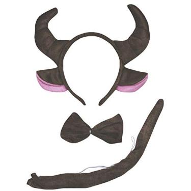 Imagem de Petitebella Fantasia de 3 peças com cauda de gravata borboleta Buffalo (marrom, tamanho único)