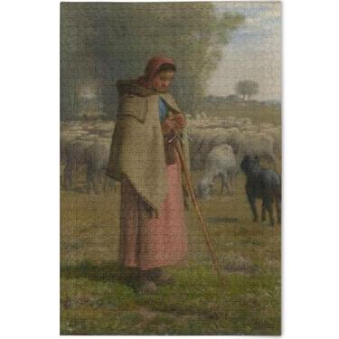 Imagem de Shepherdess François Millet Prints Quebra-cabeça adulto 500 peças amigos família jogos presentes diversão família quebra-cabeças personalizado animal floral, 52 cm x 37,8 cm