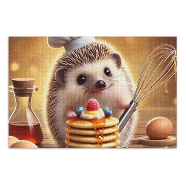 Imagem de Quebra-cabeças para adultos 500 peças engraçadas ouriço panqueca chefe amigos presentes de jogo para a família presentes exclusivos de quebra-cabeça decoração de pintura animal, 51 x 37 centímetros