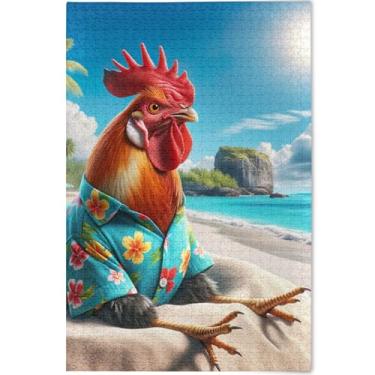 Imagem de Quebra-cabeça engraçado de galo fofo adulto 500 peças presentes engraçados de tecnologia de jogo cena personalizada natureza quebra-cabeça impressão animal decoração de arte, 52 cm x 37,8 cm