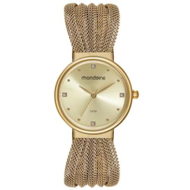 Imagem de Mondaine Relógio Feminino Pulseira Malha de Aço Dourado
