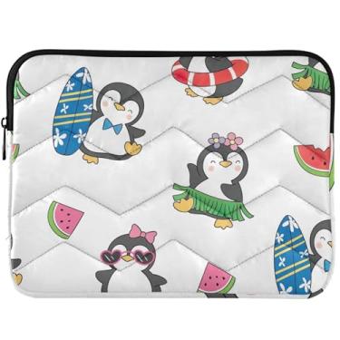 Imagem de Capa acolchoada para laptop com desenho de pinguim fofo capa para notebook de designer universal 13 capa para laptop de 14 polegadas