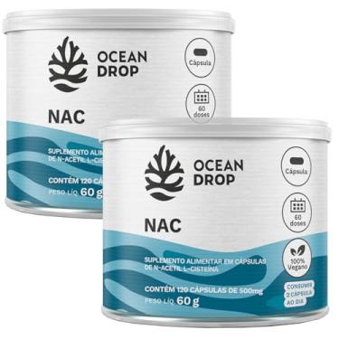 Imagem de Kit 2x NAC Suplemento 600mg N-Acetil L-Cisteina 120 caps Ocean Drop