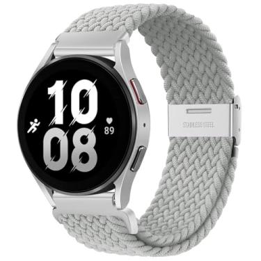 Imagem de SRDRK Pulseira de 20mm 22mm para Samsung Galaxy Watch 6 5 4 Band 40/44mm 5Pro Active 2 Gear S3 pulseira elástica trançada para Huawei GT2/3 /4Pro/5 pulseiras de relógio(Pearl White,20mm)