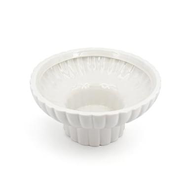 Imagem de ABSTDEAL Tigela pequena com pedestal de cerâmica branca esmaltada - Tigela decorativa moderna de frutas e chaves de 20 cm para balcão de cozinha, decoração de mesa de entrada, organizador de casa