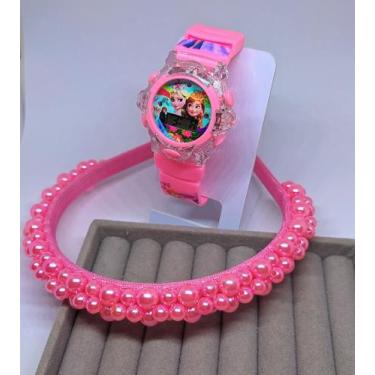 Imagem de Kit Relógio Infantil Meninas Digital Led Pisca Luz Led Toca Musica Pri