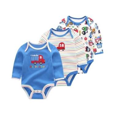 Imagem de Conjunto De 3 Peças De Body De Manga Longa Para Bebê Menino Ou Menina,