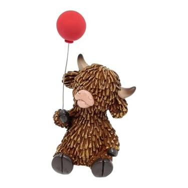 Imagem de Bothyi Estatueta de touro Highland em resina, pequena, realista, ornamento, escultura de animal, decoração para o Dia dos Namorados, ideal para cafeteria ou, 7.6 X 5.3 X 13.5 Cm