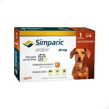 Imagem de Simparic 20 Mg 5,1 A 10 Kg 1 Comprimido Zoetis Antipulgas e Carrapato 
