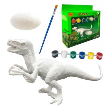 Imagem de Dinossauro Para Colorir Boneco De Pintura Infantil Com 6 Tintas Guache