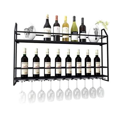 Imagem de Suporte para copos de vinho para pendurar em casa com suporte ES montado na parede suporte de armazenamento rústico industrial para garrafa de vinho 80 cm