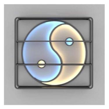 Imagem de Rack de vinho montado na parede com luz LED, rack de vinho em forma de tai chi criativo em forma de tai chi, rack de armazenamento de exibição de artesanato para sala de chá, bar, cozinha, decoração