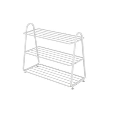 Imagem de Prateleira de sapatos de metal de 3/4/5 níveis organizador de armazenamento de prateleira de sapatos branco, prateleira organizadora de sapatos para chão, organizador de armazenamento de sapatos de