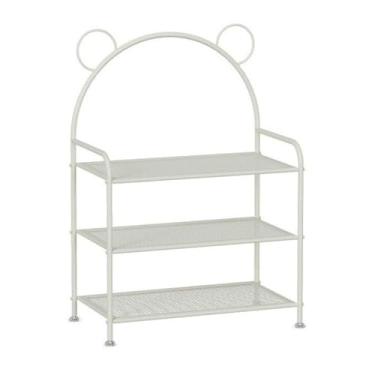 Imagem de Organizador de sapatos de várias camadas, sapateira de malha de metal resistente, prateleiras de armazenamento de sapatos independentes, suporte de sapatos em forma de urso fofo para entrada, corredor