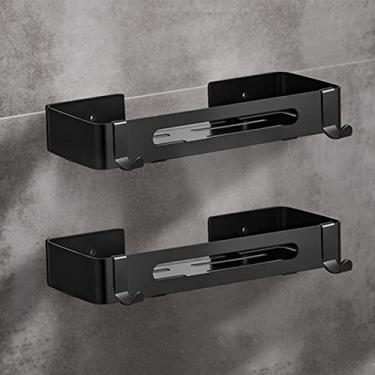 Imagem de Suporte de chuveiro prateleira de banheiro preta, rack de armazenamento de canto de aço inoxidável, prateleiras de toalha suporte de condimentos de cozinha acessórios de banheiro organizador de