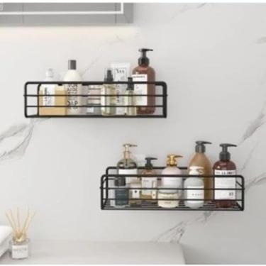 Imagem de Kit 5 Suportes Porta Shampoo Organizadores De Metal Para Banheiro E Cozinha Prateleira Com Adesivos (Kit 2 Reto)