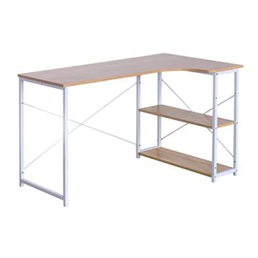 Imagem de U5GAAALPPQ9 Mesa de computador mesa de escritório estação de trabalho em forma de L mesa de estudo secretária PC laptop mesa de trabalho mesa de jantar jogos (cor: E, tamanho: 120 x 74 x 71,5 cm) (D