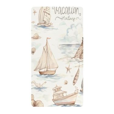 Imagem de Blueangle Lençol de berço padrão para berço infantil - Lençóis de algodão macio e respirável com estampa de paisagem de viagem (246)