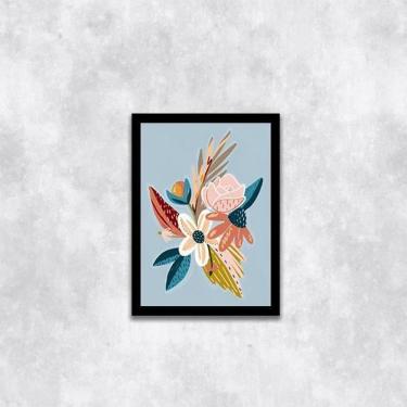 Imagem de Quadro Ilustração Flores Coloridas 33X24Cm - Moldura Preta