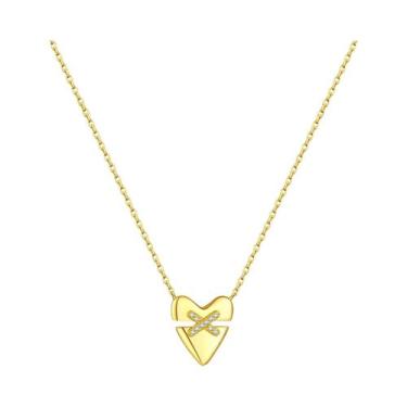 Imagem de Colar Feminino De Prata 925 Com Pingente De Coração Entrelaçado CZ, Jo