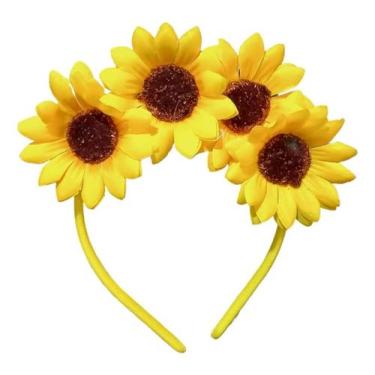 Imagem de Tiara Girassol Carnaval - Acessório Floral Feminino - Genérico