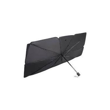 Imagem de Guarda-Sol Para-brisa Automotivo Dobrável, Proteção UV Térmica, Preto e Prata, 130x80cm, com Suporte