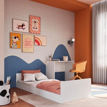 Imagem de Cama Infanto Juvenil com Escrivaninha Solteiro Branco Completa Móveis