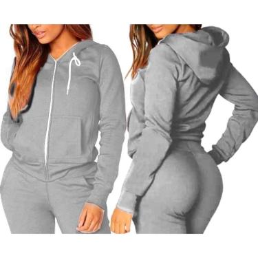 Imagem de Blusa Moletom Feminina Com Zíper e Capuz Inverno Diversas Ocasiões-Feminino