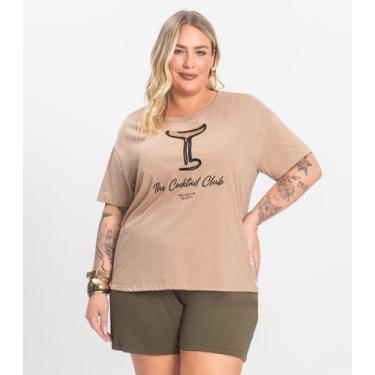 Imagem de Camiseta Plus Size em Meia Malha Secret Glam Marrom, Plus G2, Marrom