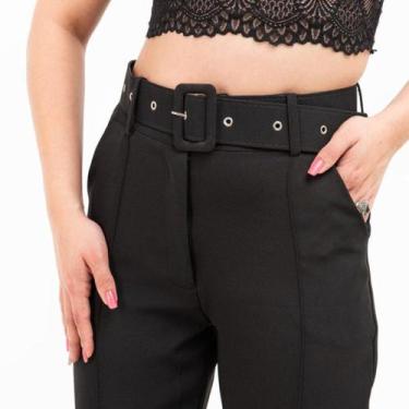 Imagem de Calça Feminina de Alfaiataria com Cintura Alta e Cinto - sem marca, Pr