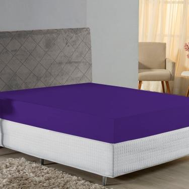 Imagem de Lençol Com Elástico King Nobre 1 Peça 30cm De Altura Malha 100% Algodão - Roxo