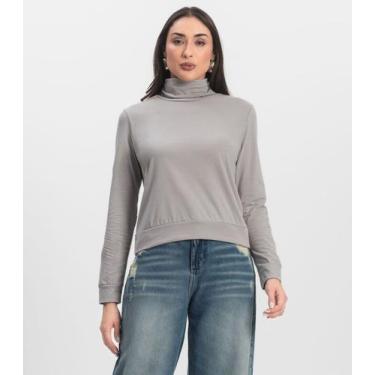 Imagem de Moletom Gola Alta Infinita Cor Feminino Cinza, G, Cinza