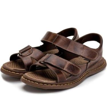 Imagem de Sandalia Ortopedica Masculina Chinelo Confortavel De Couro Legitimo-Masculino