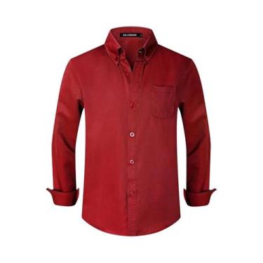 Imagem de Camisa Oxford Vermelha Para Meninos, Uniforme Escolar De Natal E Dia D