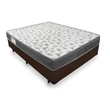 Imagem de Cama Box Casal 138 Tecido Sintético Marrom com Colchão De Espuma - D33 Ortobom ISO 100 58x138x188