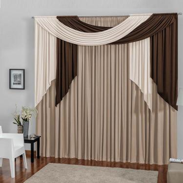 Imagem de Cortina Sala Avelã 2,00m X 1,70m Duplo Bordados Ricardo