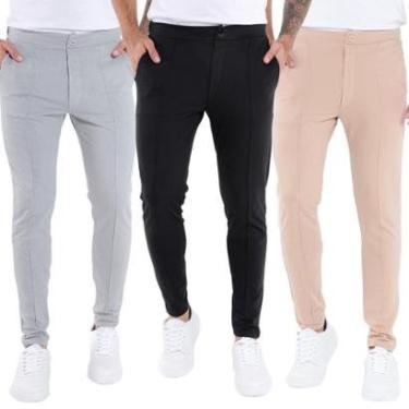 Imagem de KIT 3 Calças Social Moletinho Alfaiataria Masculina-Masculino