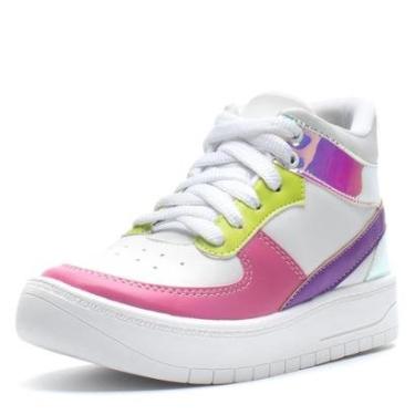 Imagem de Tênis Feminino Casual Infantil Cano Médio Refletivo Recortes-Feminino