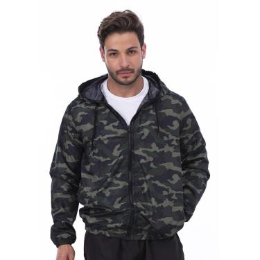 Imagem de Jaqueta Masculina Corta Vento Camuflada Zíper e Capuz Leve-Masculino