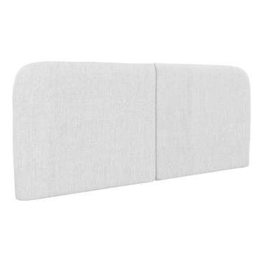 Imagem de Cabeceira Painel Orgânico Cama Box Casal Padrão Aira 140cm Dobrável Linho Cinza Claro - Abmaza