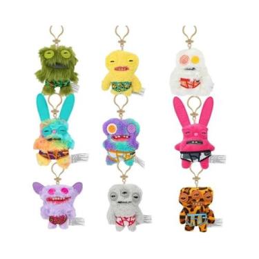 Imagem de Chaveiro De Pelúcia Engraçado Monstro Dentuço Feio Olhos Grandes Estra