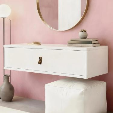 Imagem de Penteadeira Suspensa 90cm 1 Gaveta Quarto Lila Branco Z49   - Mpozenato