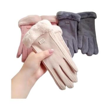 Imagem de Luvas Femininas de Camurça Quentes para Inverno - Com Tela Sensível ao