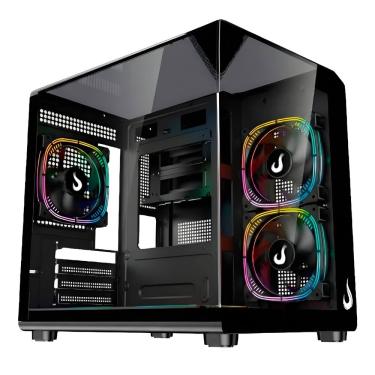Imagem de Gabinete Gamer Rise Mode Galaxy Full Glass X Mini S/Fan S/Fonte Vidro Temperado USB 3.0 Preto - RM-CA-FGXN-B