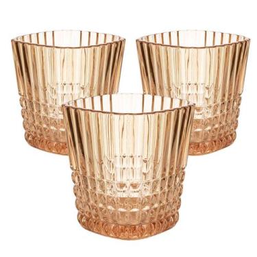Imagem de Conjunto 3 Copos de Vidro Baixo Âmbar Perolado 300ml - Wincy