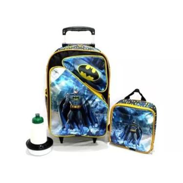 Imagem de Kit Mochila Batman Homem Morcego Rodinhas Tam G + Lancheira