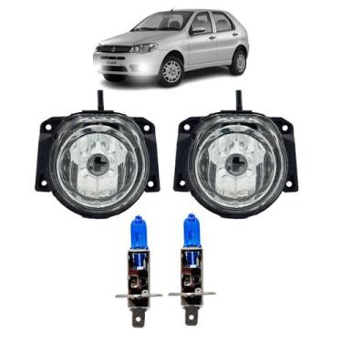 Imagem de Par Farolete Auxiliar Farol Milha Vidro Fiat H1 Universal com Lâmpada 
