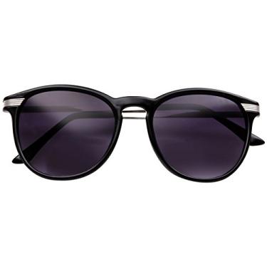 Imagem de grinderPUNCH Óculos de sol retrô vintage fashion unissex olho de gato redondo, Preto, Large