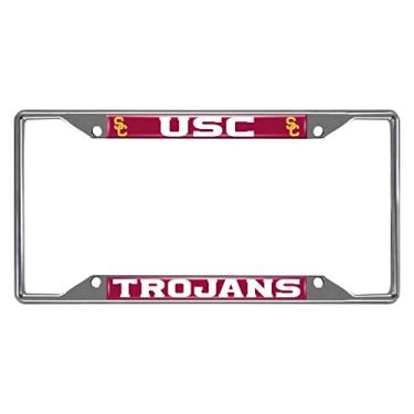 Imagem de FANMATS 14802 Southern California Trojans Moldura de placa de licença de metal cromado, cores do time, 15,8 cm x 31,1 cm